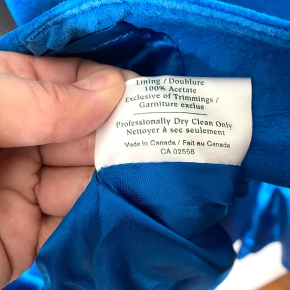 1980’s Danier Vintage Royal Blue Suede Leather Jacket Peplum Shoulder Pads - Picture 10 of 10